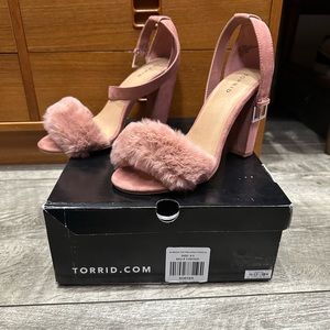 Torrid Fur Trimmed Tapered Heel Sandal